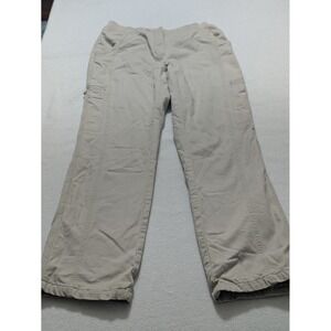 LL Bean Pants Womens 10 MT Khaki Cotton Blend Flannel Lined High Rise Warmth